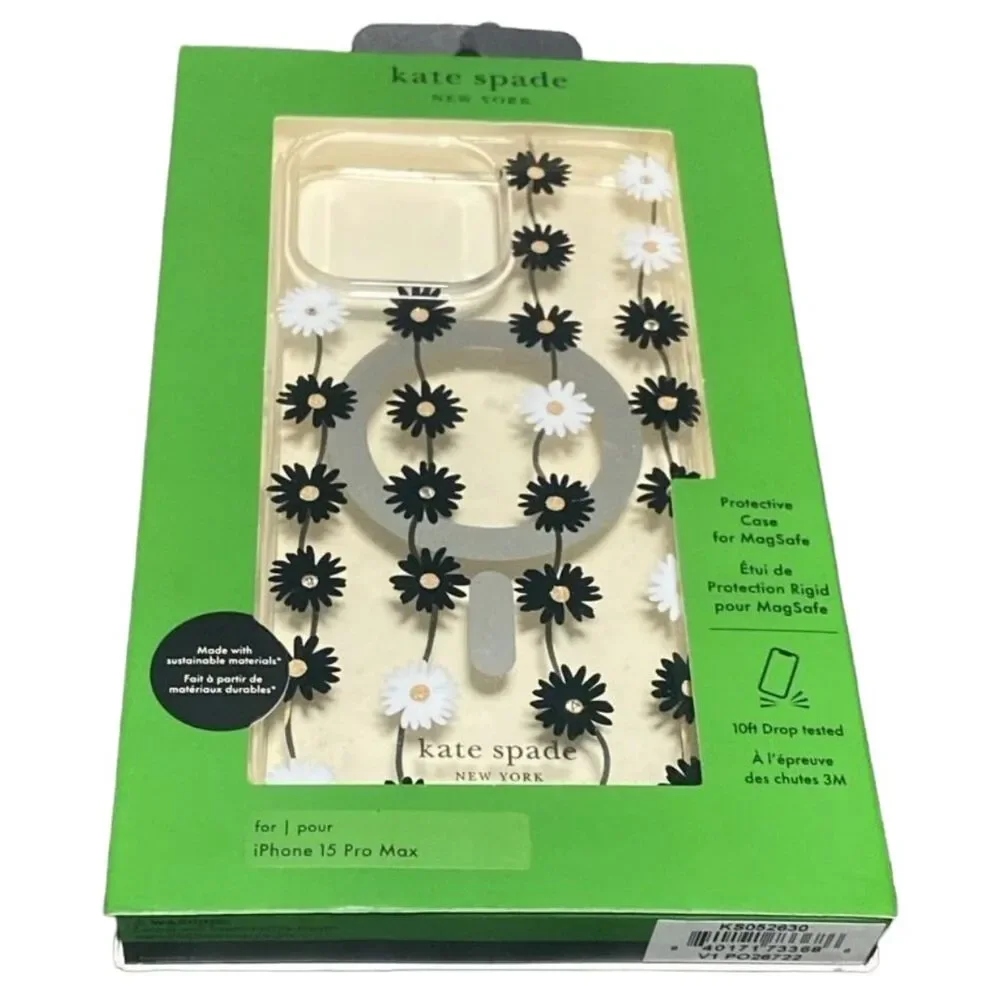 Kate Spade iPhone 15 Pro Max MagSafe Case Hard Shell Scattered Flowers NEW